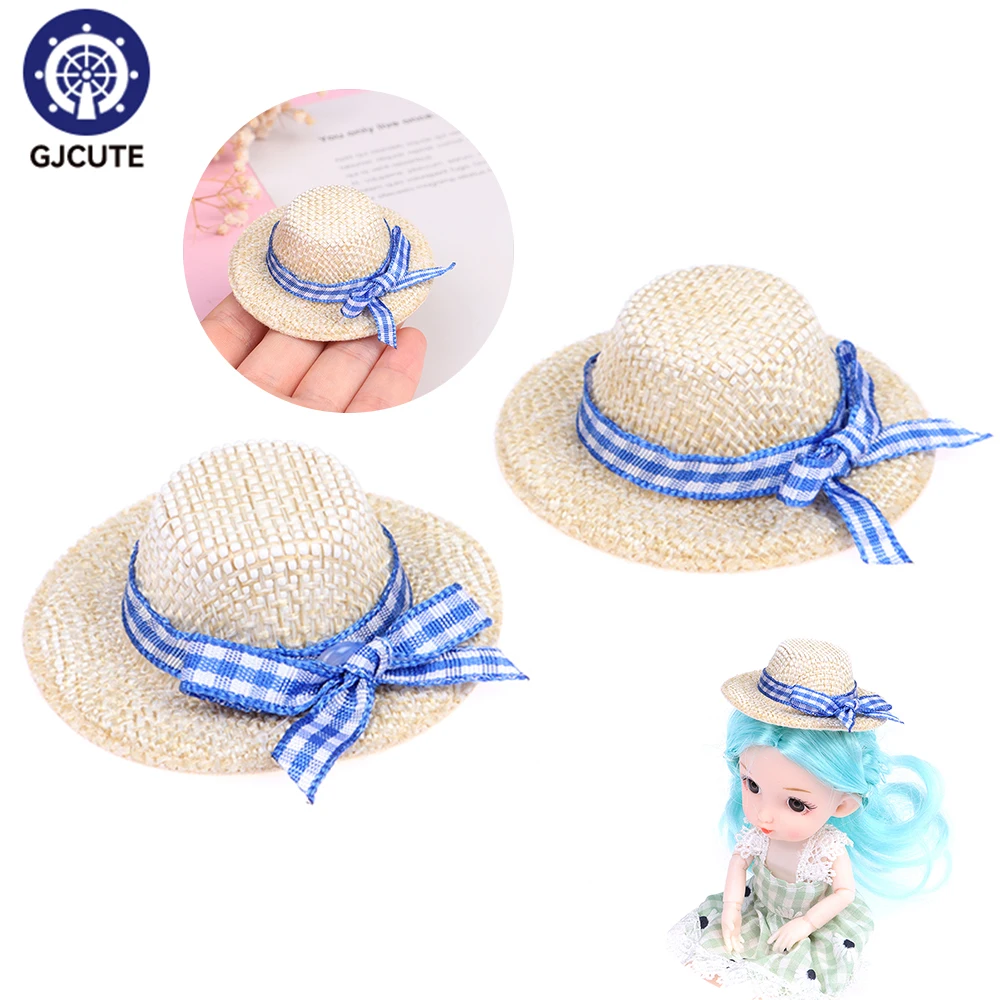 

Плетеная вручную соломенная шляпа для кукольного домика, Солнцезащитная шляпа, аксессуары для кукол, модная кукольная шляпа ручной работы ...