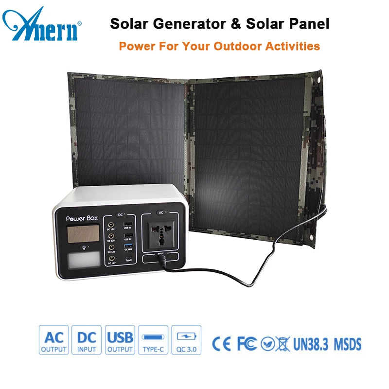 

Anern 200 Вт Солнечный генератор портативная солнечная электростанция 220 В 60000 мАч с портативной солнечной панелью 50 Вт 18 в уличная энергия