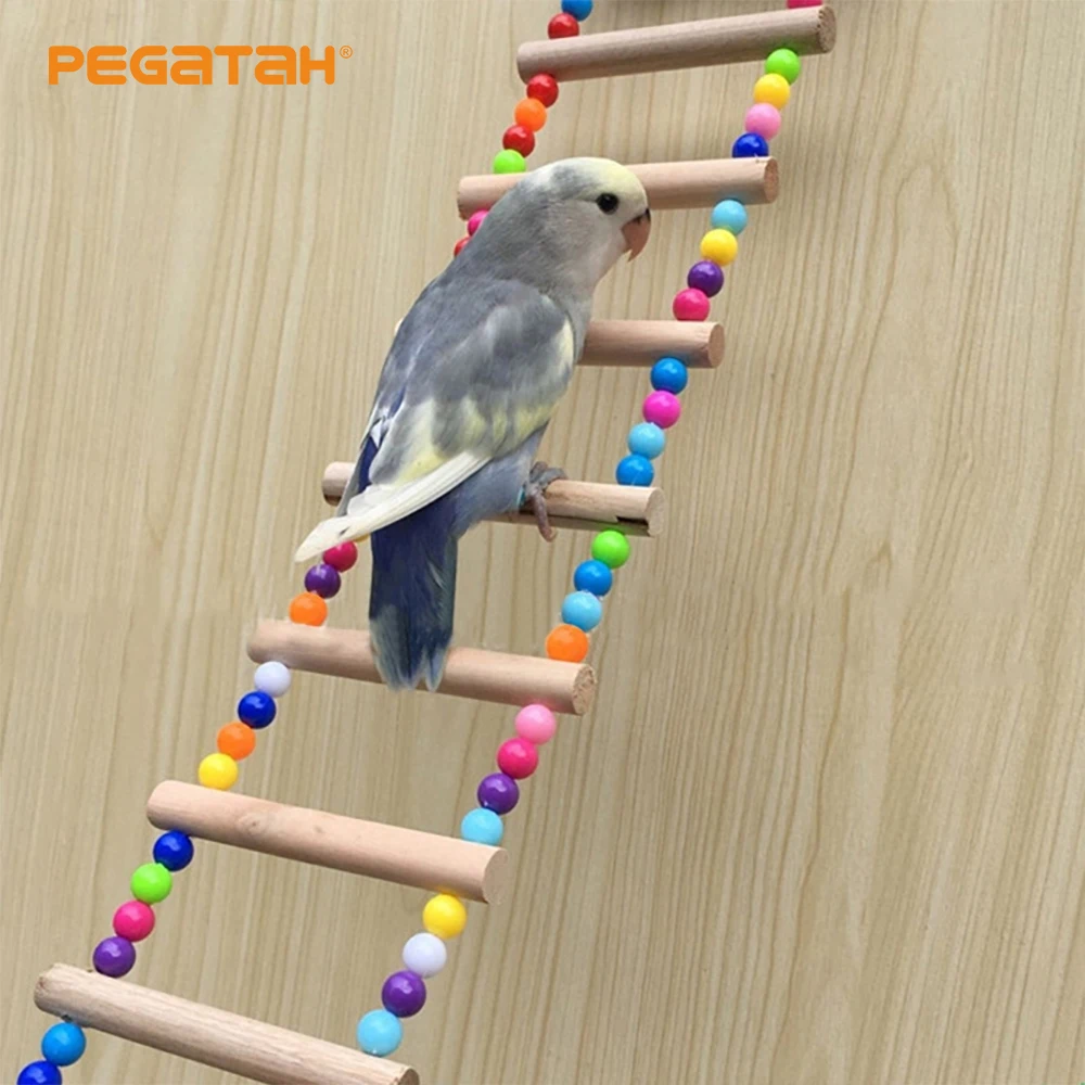 

Birds Pets Ladders Climbing Toy Parrots Ladders with Natural Wood Birds Toys for Conures Parakeets Cockatiels Oiseaux Pajaros