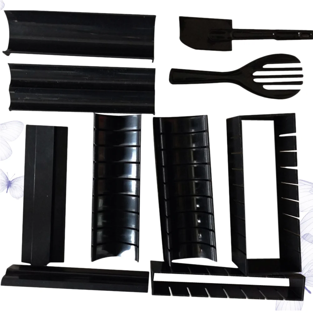 

10Pcs Sushi Mold Rice Mold Nori Steamed Rice Multifunctional Feeder(Black)