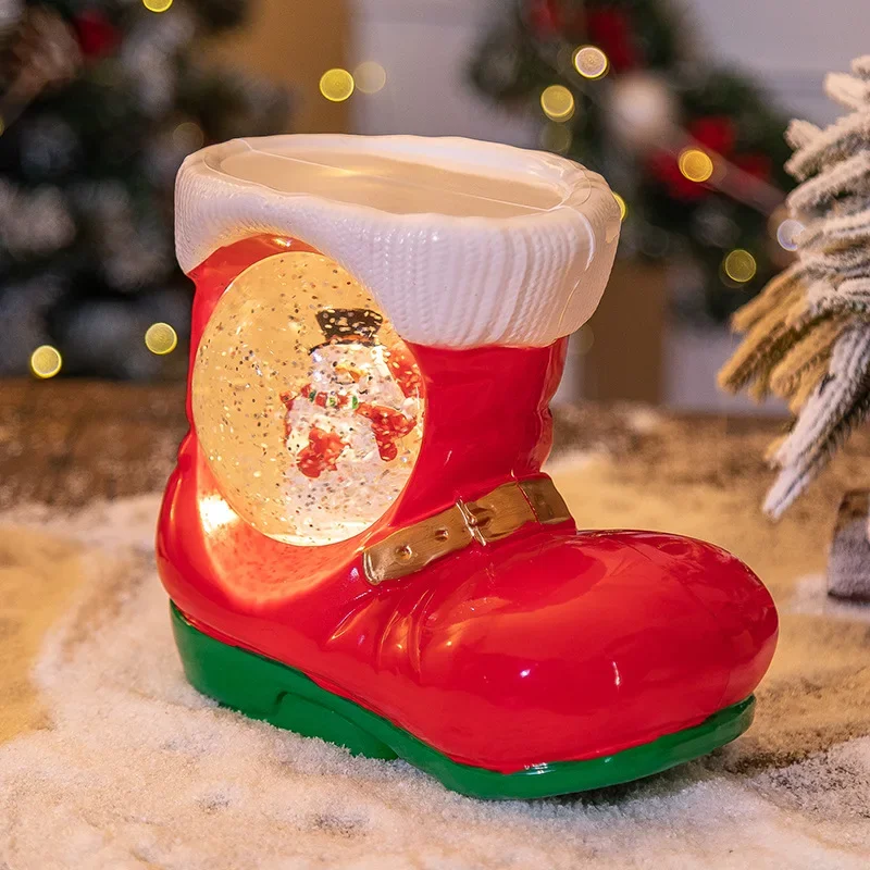 

Cross border New Christmas Decorations Music Box Octopus Box Crystal Ball Snowy Boots Gift for Santa Claus