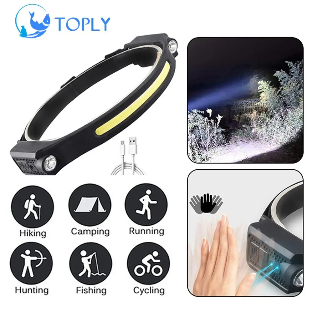 

Portable Mini Flashlight XPE COB LED Headlamp Wave Induction Waterproof Outdoor Safety Work Headlight Camping Fishing Headlight