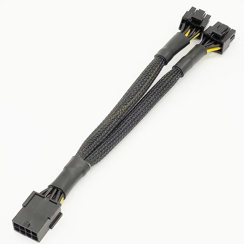 

20cm Braided Y-Splitter GPU Adapter Cable PCIe 8 Pin Female To Dual 2X8 Pin(6+2) Male PCI Express Power Adapter Extension Cable