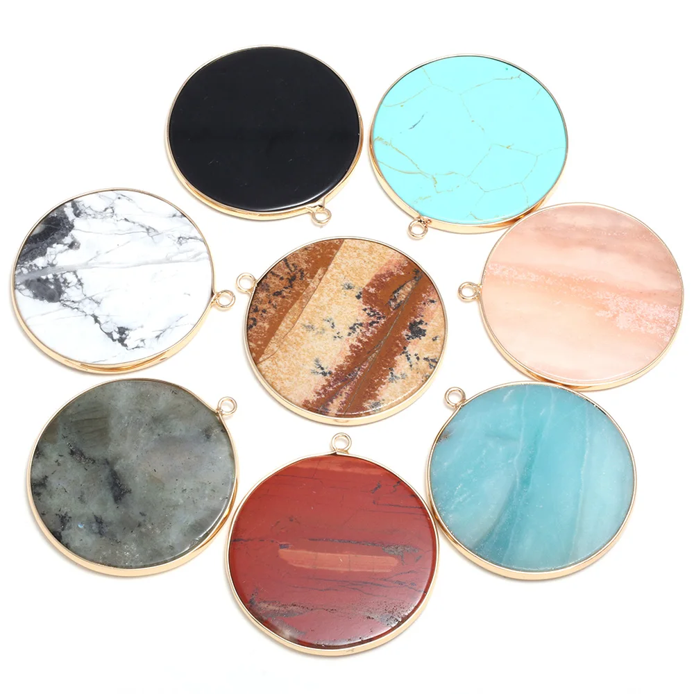 

Natural Stone Pendants Round Phnom Penh Gemstone Exquisite Charms for Jewelry Making Diy Necklace Bracelet Earrings Accessories