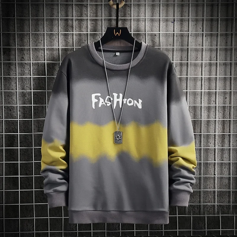 

Harajuku Hoodie Streetwear Printed Sweatshirts Mens Korean Loose Long Sleeve Sweatshirt Men Spring Pullover Patchwork Sportswear