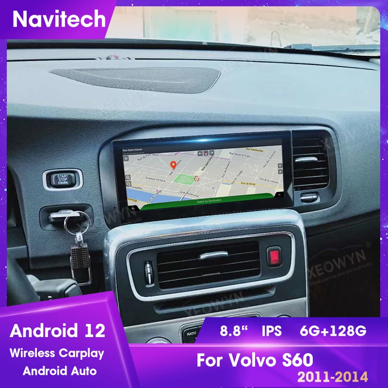 

Автомобильный мультимедийный плеер, Android 12, для Volvo S60 V60 2011 -2014-2017 LHD, 64 ГБ, видеоплеер, интеллектуальное головное устройство apple carplay