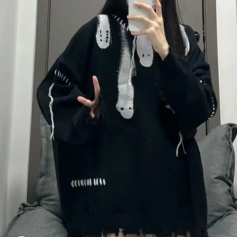 Винтажный свитер с принтом в американском стиле свободный крой модный брендовый