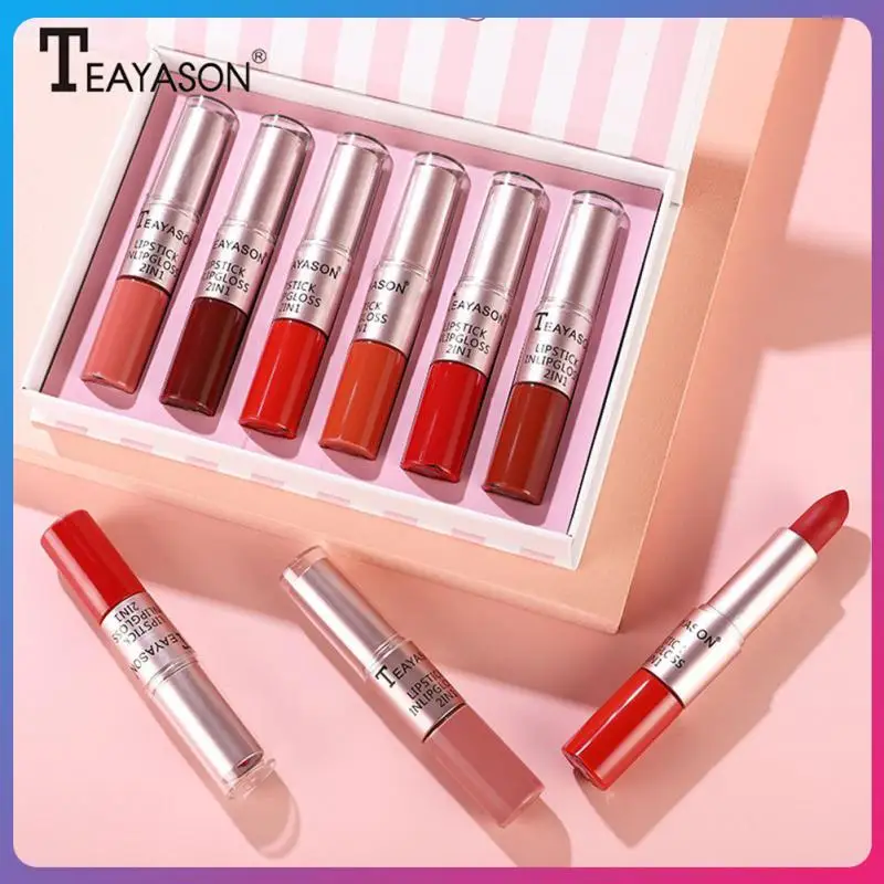 

Double-ended Lip Glaze Set 2 In 1 Lipstick Lipgloss Velvet Matte Lipstick Lipstick Gift Set Cosmetics Lip Gloss Non-stick Cup