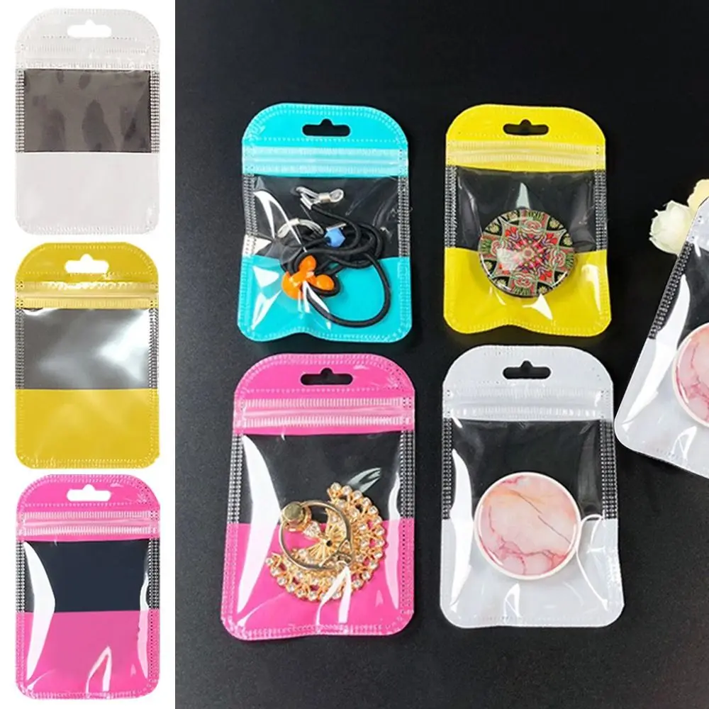 

100 Pcs Transparent Self Sealing Pouches With Hang Hole Iridescent Jewelry Display Packaging Storage Bag Zip Pouches OPP Bags