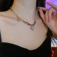2022 color ballpoint inlaid diamond love necklace fashion design sense clavicle chain personality all match fashion accessories