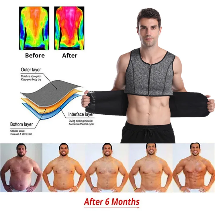

Men Body Shaper Waist Trainer Vest Slimming Sauna Sweat Compression Undershirt Shapewear Fat Burner Workout Tank Tops