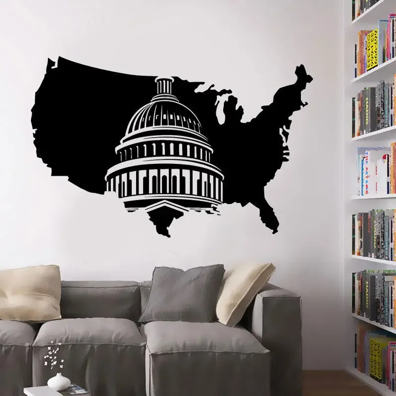 Виниловая карта США настенная наклейка с картой Вашингтона на стену семейную