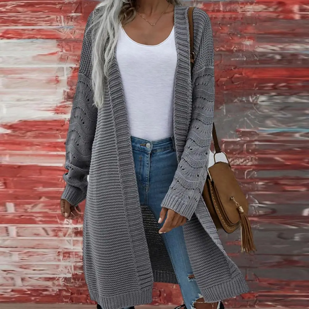 

Chic Winter Sweater Coat Outwear Mid Length Soft Collarless Lady Sweater Coat Lady Sweater Coat Thermal