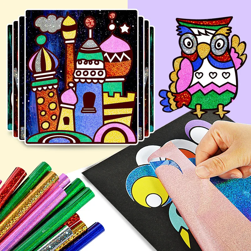 

9pcs-15pcs Children's DIY Shining Magic Transfer Colorful Sticker for Kids Cute Cartoon Creative Arts Crafts Toys Gift