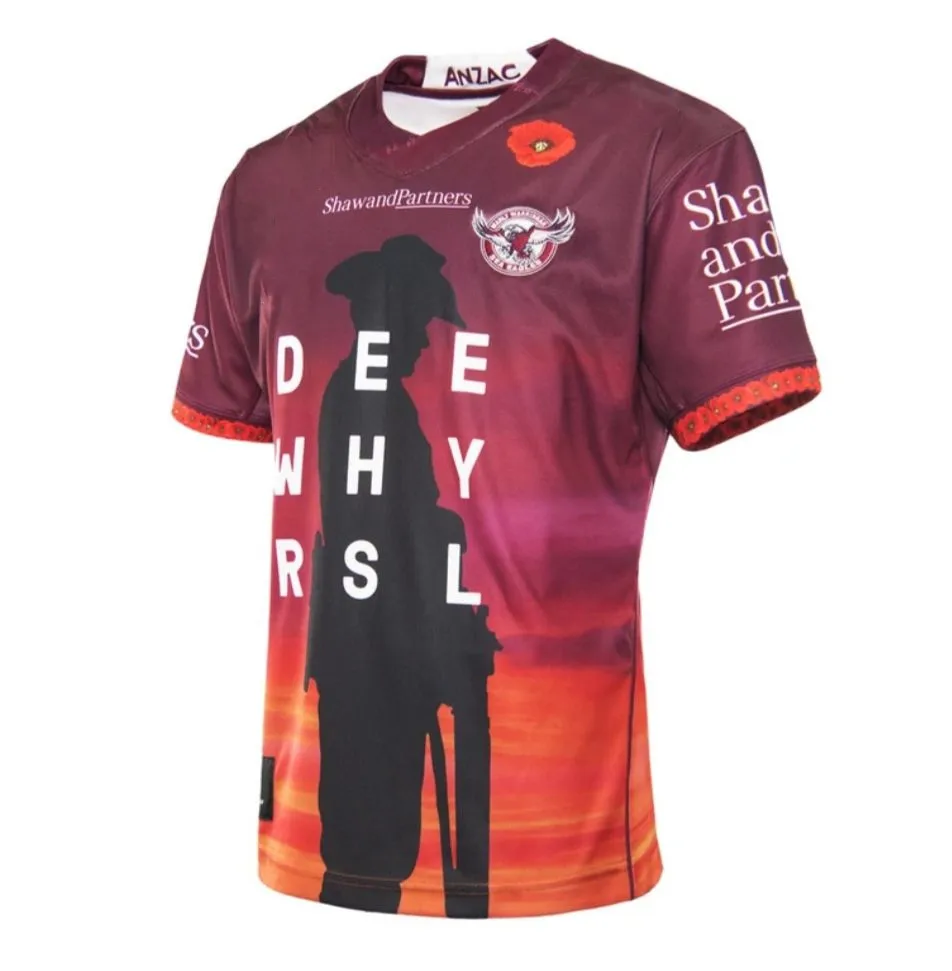 

2021 Manly Sea Eagles ANZAC Регби Джерси размер S-3XL-5XL
