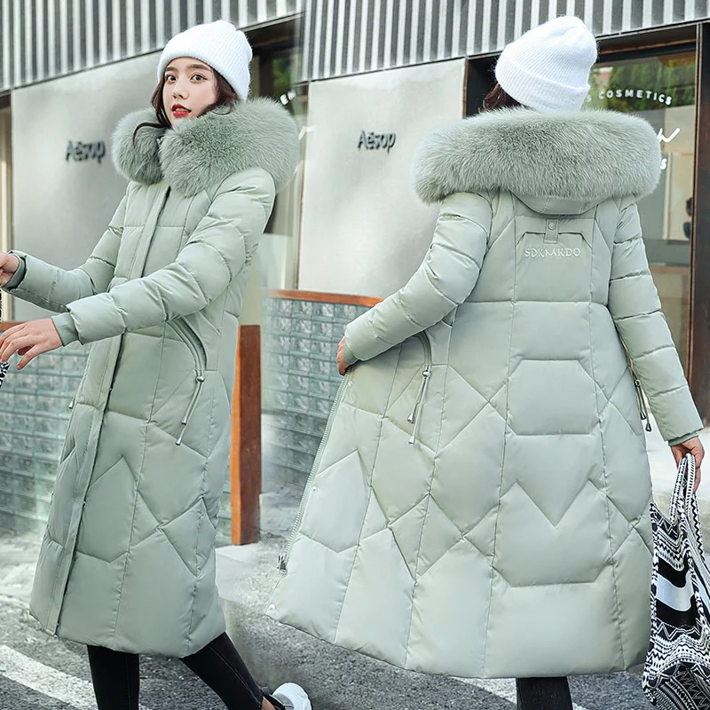 

Новинка 2023, толстая парка, Женское зимнее теплое пальто с капюшоном, Корейская длинная пуховая куртка, Женская пуховая куртка с хлопковой подкладкой, зимняя верхняя одежда