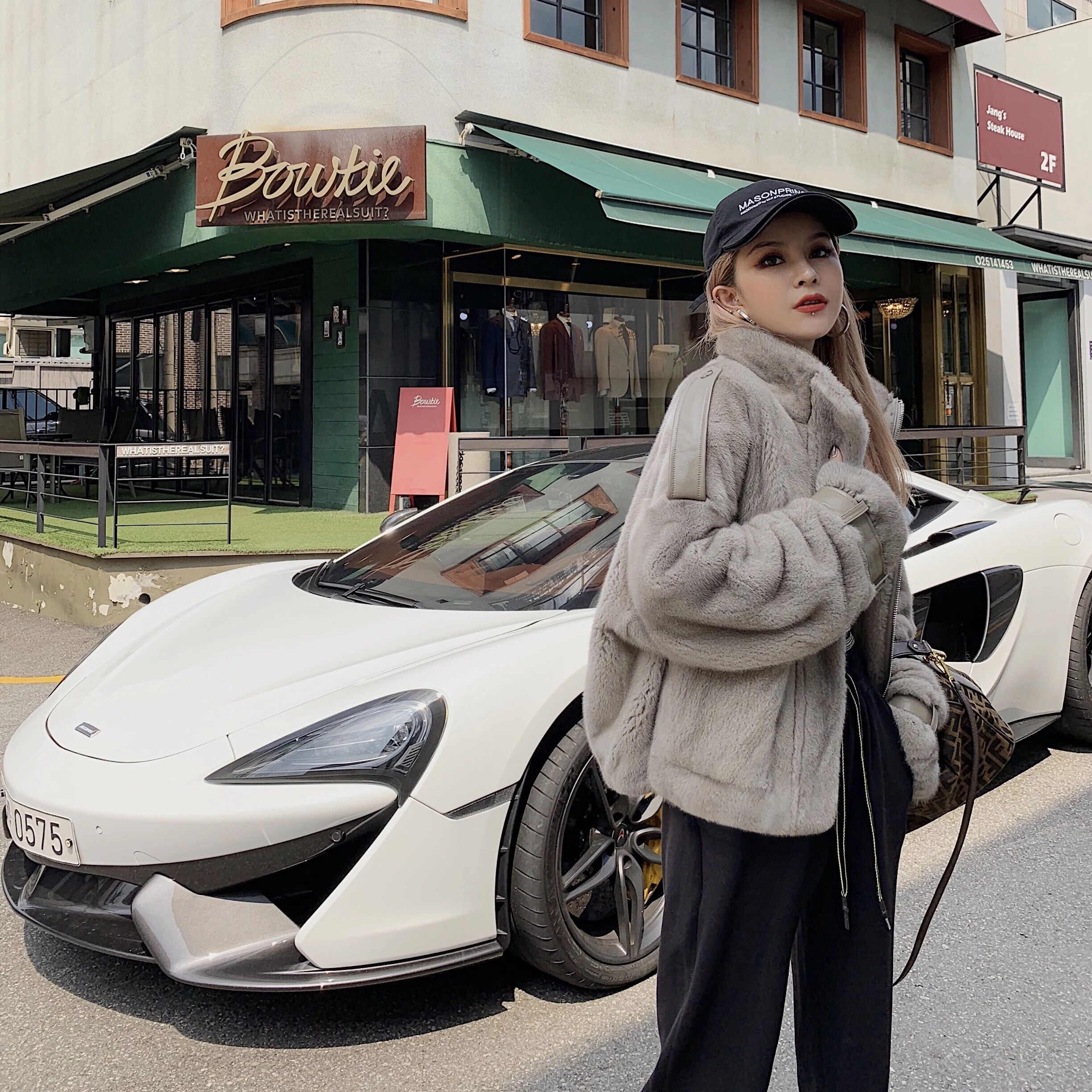 M's Locomotive Style Dangdao Imported Marten Overcoats Women's Short Whole Mink Stand Collar Mink Fur Coat