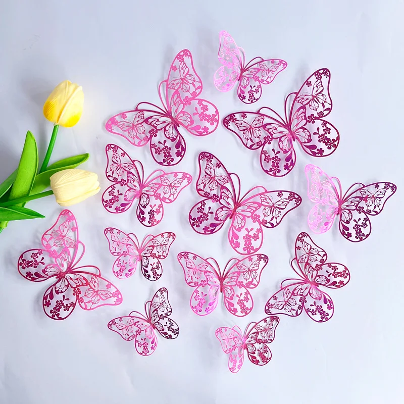 12 шт./набор настенные 3d-наклейки в виде бабочек