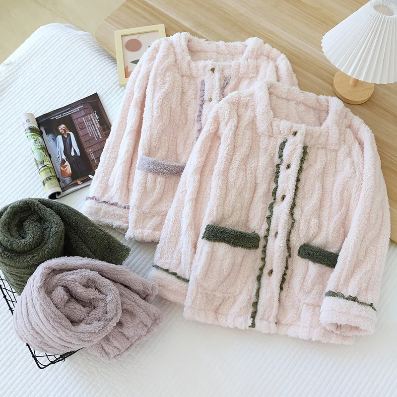 

Коралловая бархатная Пижама Lisacmvpnel для женщин, фланелевая утепленная пижама с длинным рукавом для осени и зимы