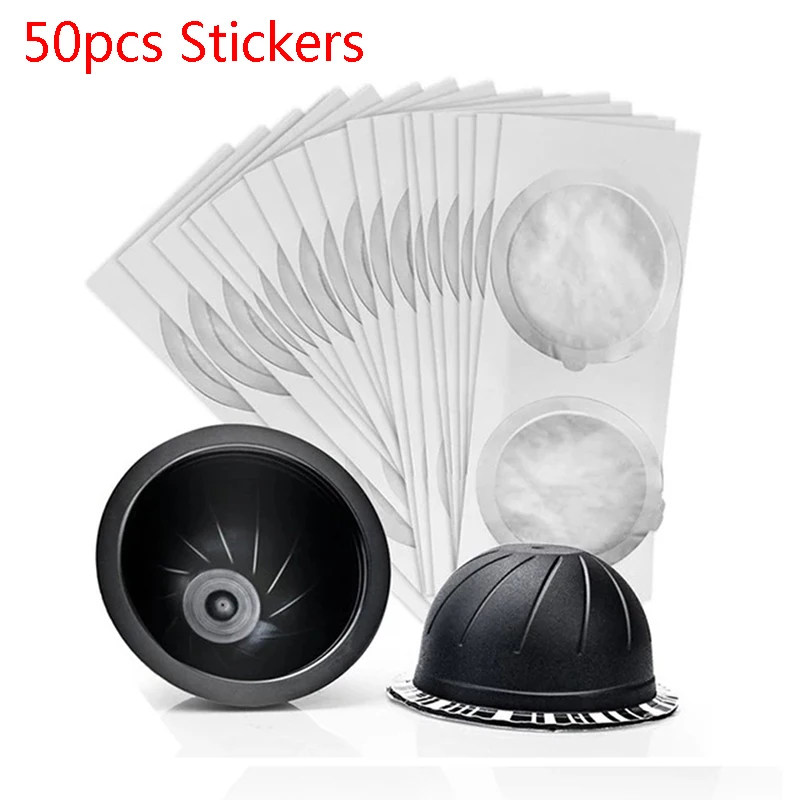 

50 Pcs Disposable Coffee Powder Aluminium Foil Film Refillable Capsules Pods Lids Cup Cover Self Adhesive Film 62MM
