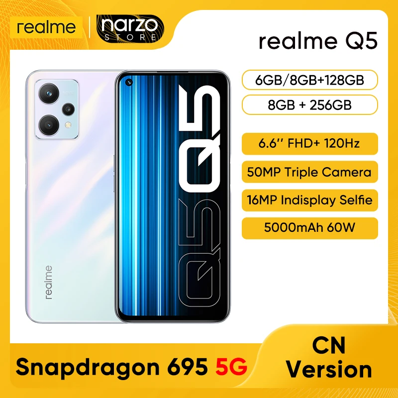 realme q5 snapdragon 695 5g smartphone 6gb8gb 128gb256gb 6 6 120hz fhd display 50mp triple cameras 5000mah 60w free global shipping