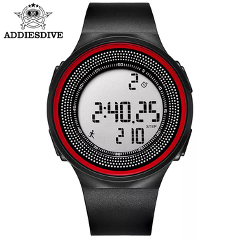 Digital Sport Student Watch Waterproof 5ATM Men Military Watches Step Counting Luminous Segmented Stopwatch Black Watch-36593