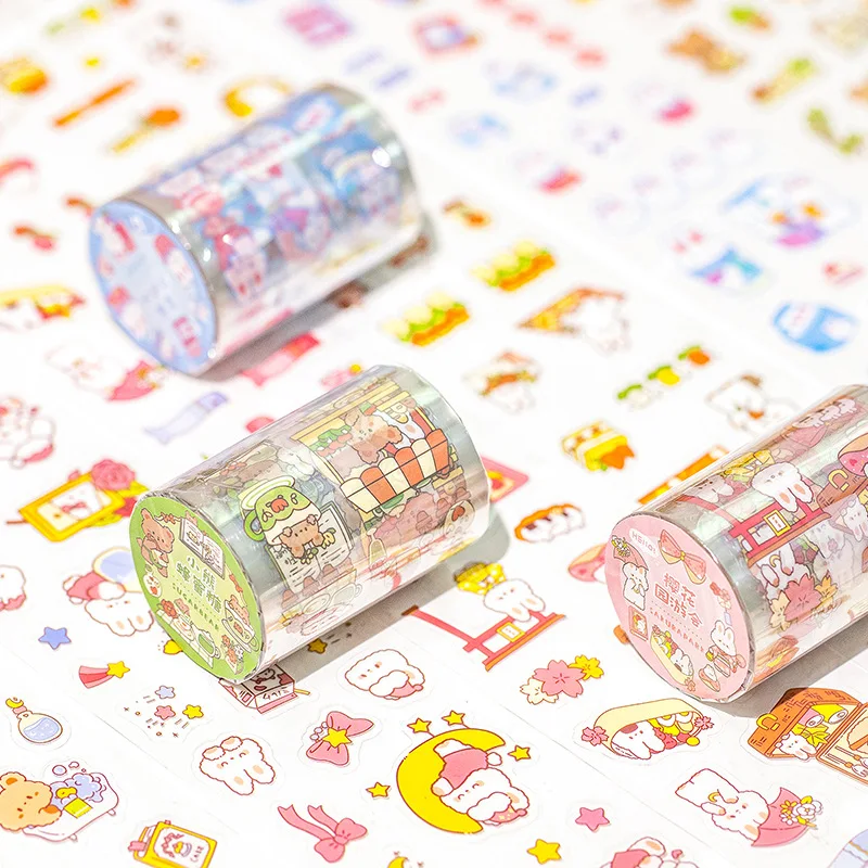 

1pcs/1lot Masking Tapes Cute Rabbit and Sticky Bear Decorative Adhesive Scrapbooking DIY Paper Japanese Stickers