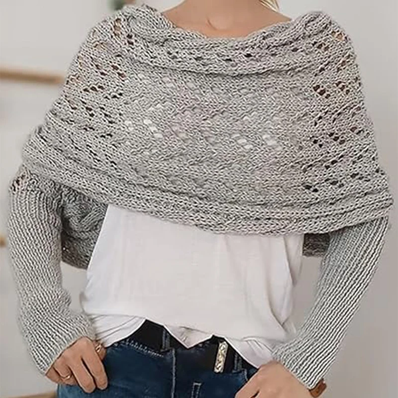 CyiExi вязаный шарф с перекрестными деталями и рукавами для женщин повседневные