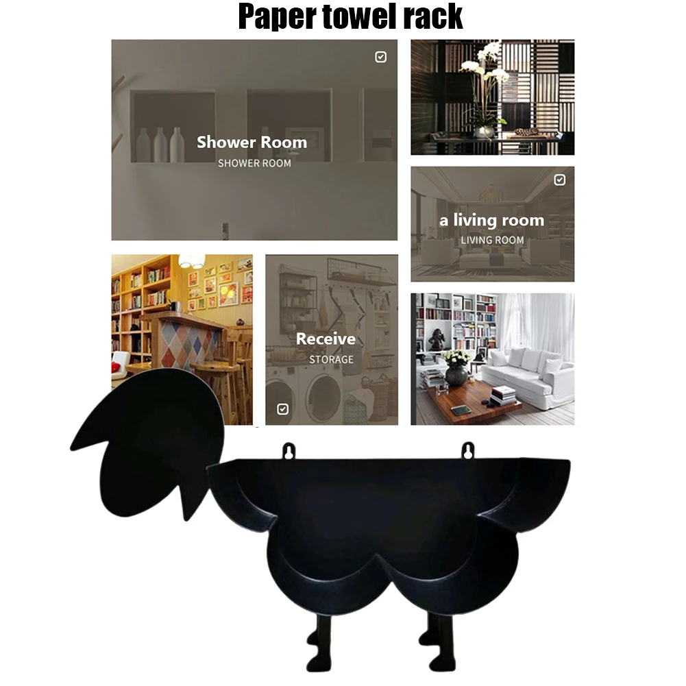 

Sheep Shape Tissue Storage Roll Holder Cute Roll Paper Shelf Organizer Easy Installation Tissue Basket Iron Bathroom Accessories