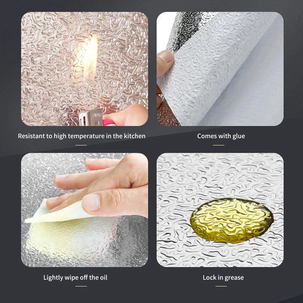 multi kitchen oil proof sticker self adhesive wallpaper waterproof anti fouling aluminum foil stove cabinet drawer sticker free global shipping