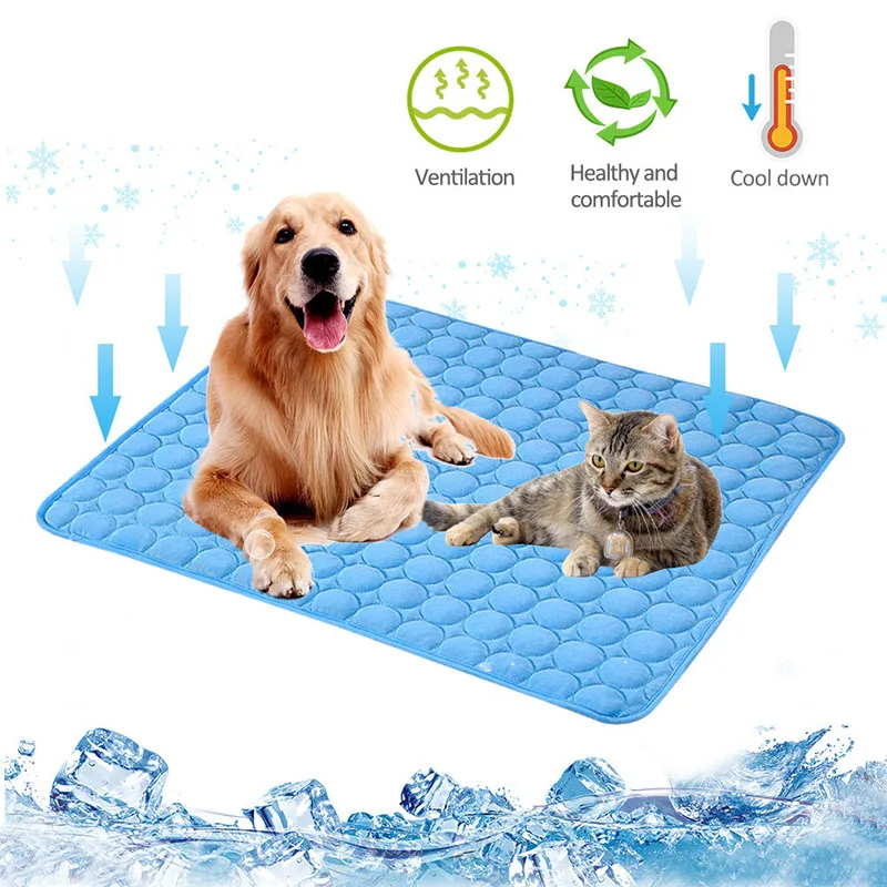 

Pet Ice Silk Pad Summer Cooling Sleeping Pads Large and Small Pet Mat Machine Washable Summer Breathable Seat Prevent Sunstroke