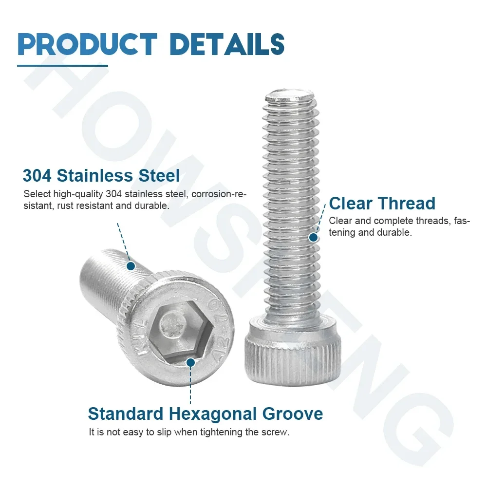 HOWSHENG 2-50 шт. винты с шестигранной головкой M1.6 M2 M2.5 M3 M4 M5 M6 M8 M10 шестигранные из