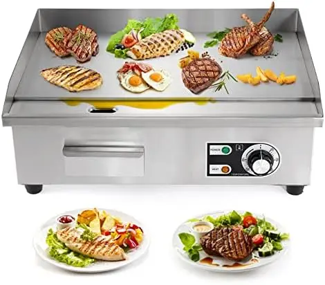

Griddle 22'' Flat Top Grill Countertop Griddle 3000W 110V Stainless Steel Teppanyaki Grill Large Griddles for Restauran