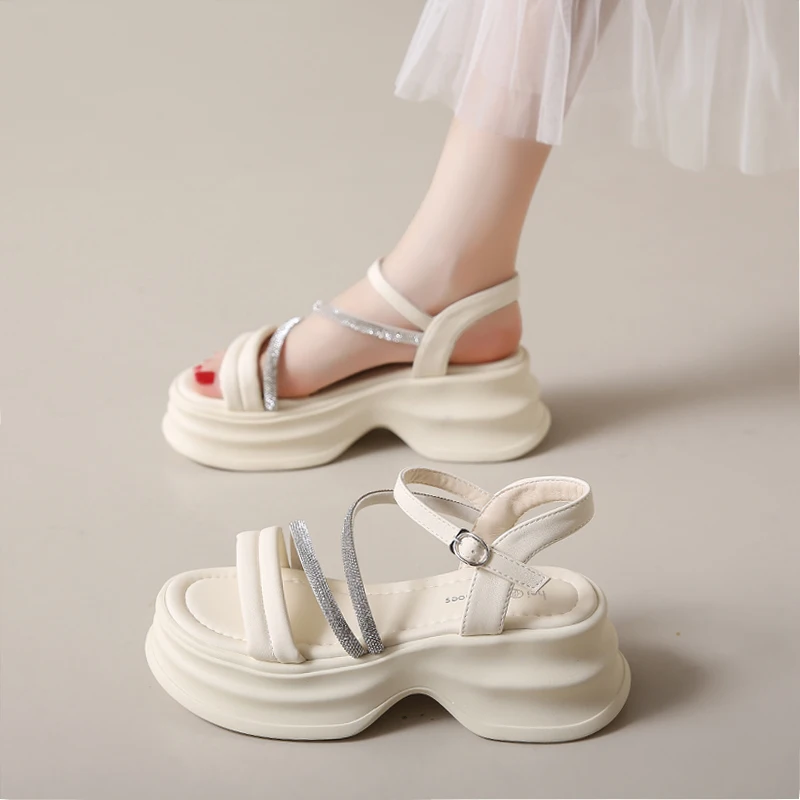 Сандалии женские на платформе босоножки молнии с пряжкой Сказочная модная