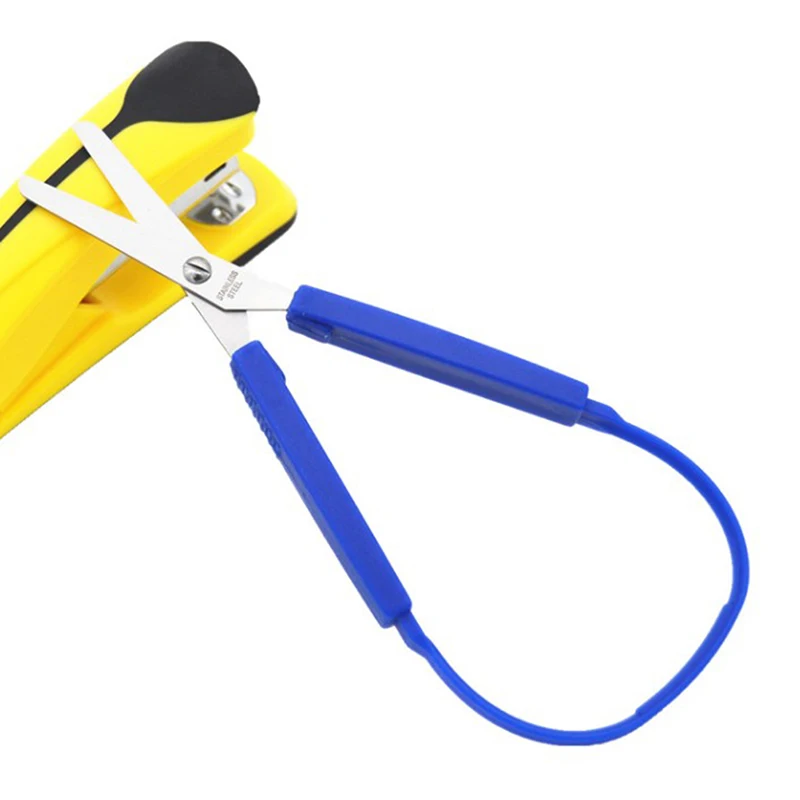 

1PC Colorful Grip Scissors Loop Scissors Handle Self-Opening Adaptive Cutting Scissors for Children Elderly Special Needs