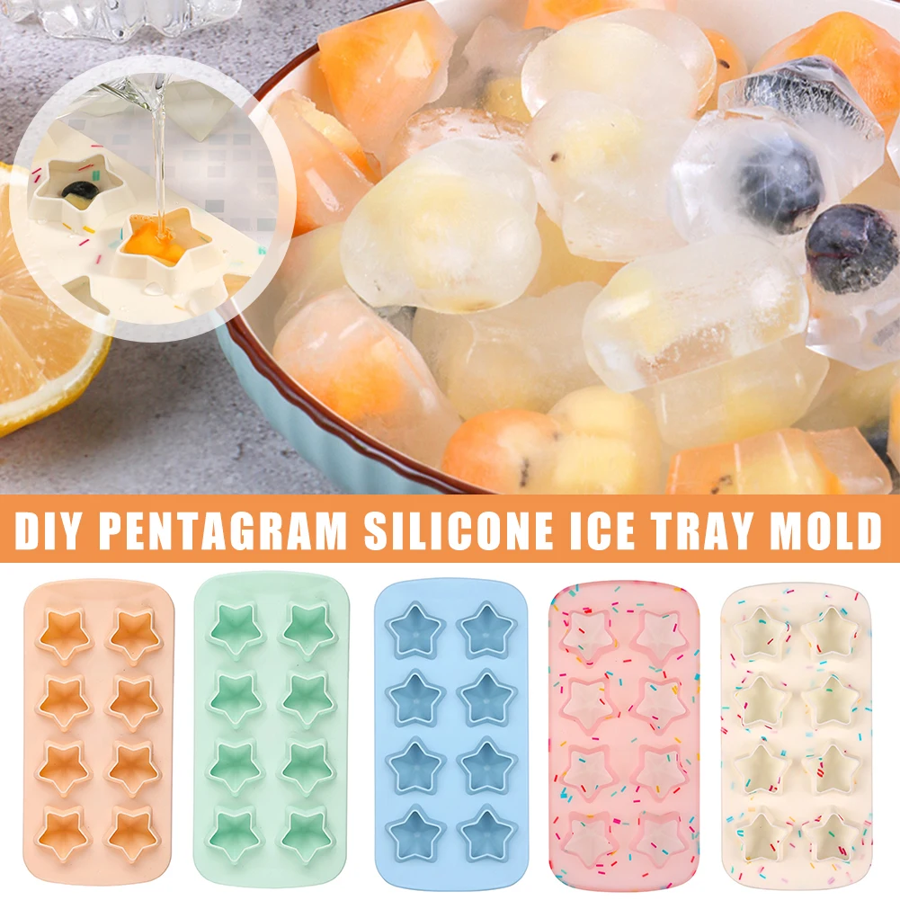 

Silicone Ice Cube Stencils Star Shape 8 Grid BPA-Free Reusable for Family Party Ice Cube Tray Easy Ice Release and Flexible Hot