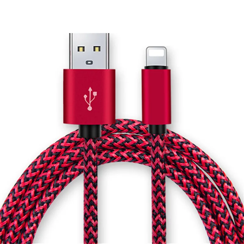 USB-кабель в нейлоновой оплетке для зарядки и синхронизации данных для Apple iPhone 6S 7 8 Plus XR XS Max 14 13 12 Pro, 20 см, 1 м, 2 м, 3 м