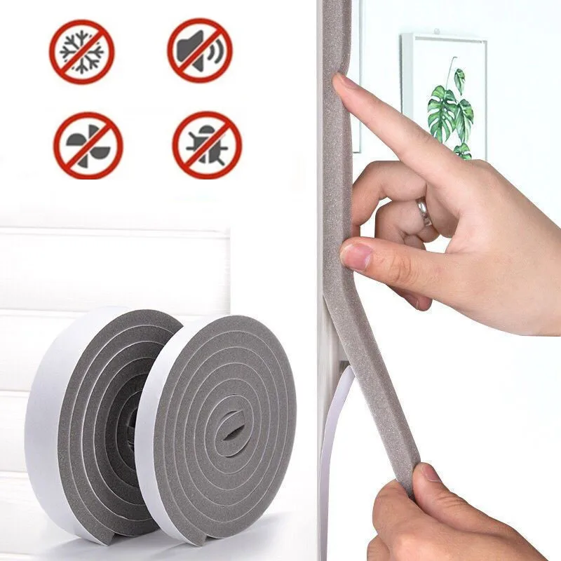 

2Pcs Self-Adhesive Door Window Sealing Strips Sponge Foam Soundproof Tape Windproof Dustproof Door and Window Gap Seal Strip