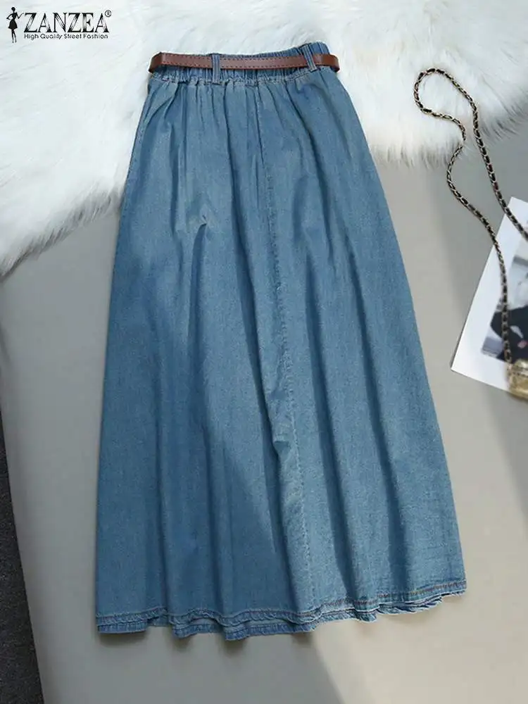 Zanzea Женская Винтажная Джинсовая Юбка