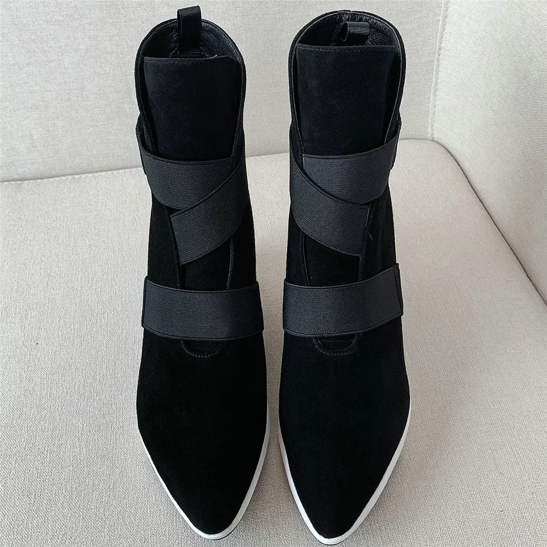 High Top Fashion Sneakers Women Genuine Leather Wedges High Heel Ankle Boots Female Pointed Toe Platform Pumps Shoe Casual Shoes