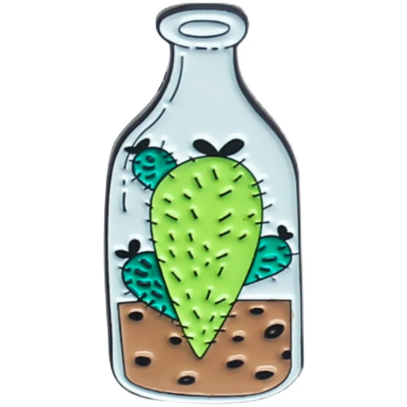 

Cactus Pins Plant In Bottle Bonsai Brooches Enamel Pin Badge for Backpack Bag Best Friend Pins