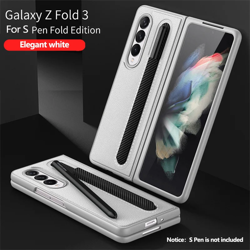 

Роскошный кожаный чехол для Samsung Galaxy z Fold 3 с держателем стилуса s, защитный чехол для телефона Galaxy z Fold 3 Edition, чехол