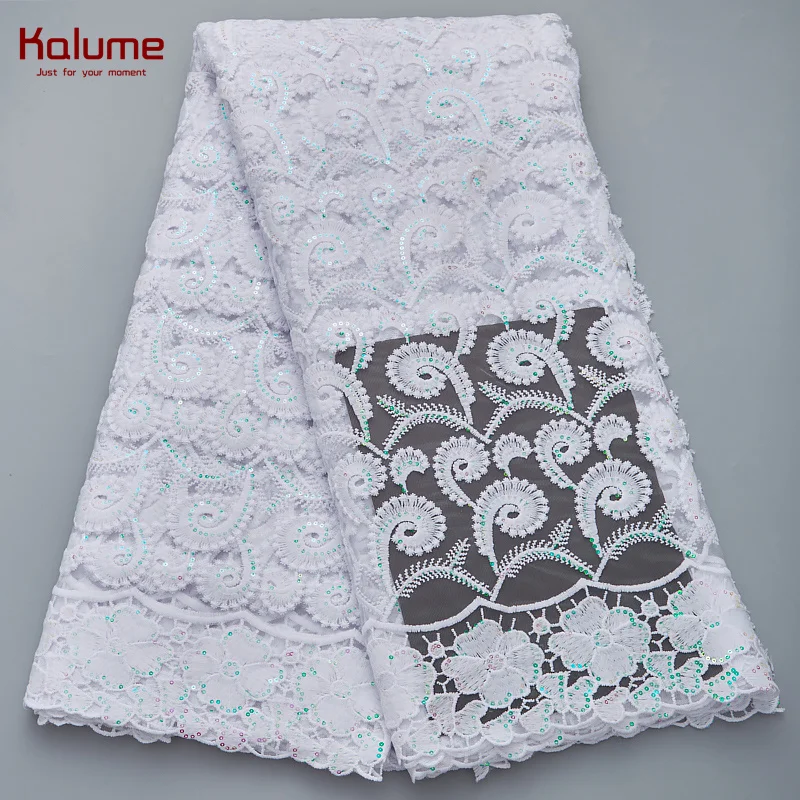 

Kalume White African Mesh Tulle Lace Fabric 5 Yards Organza White French Mesh Tulle Lace Fabric For Sew Wedding Dresses H2819