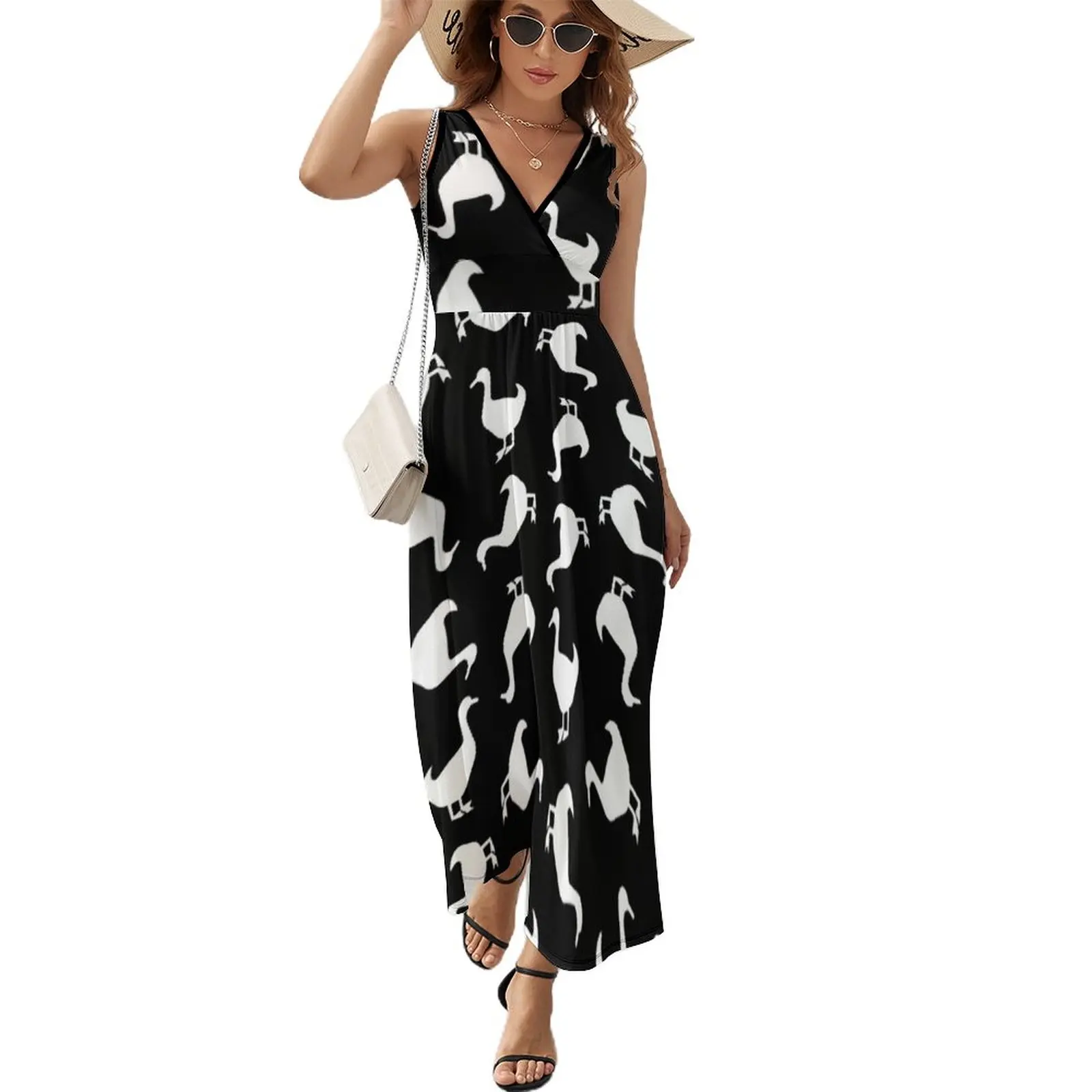 

Женское платье макси с V-образным вырезом, черно вечерние белое длинное вечернее платье в богемном стиле с рисунком животного, лето