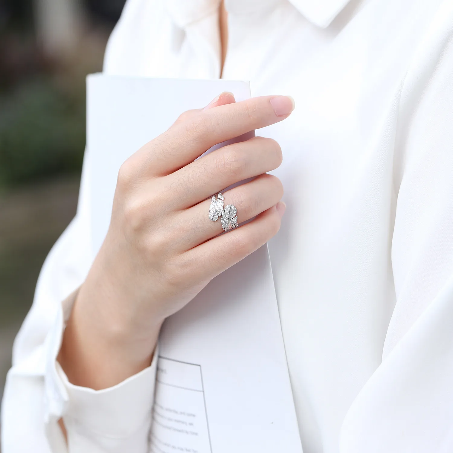 

High Quality Original Feather Rings For Women Luxury Fashion Korean Style Adjustable Aestethic Crystals Fast Free Shipping