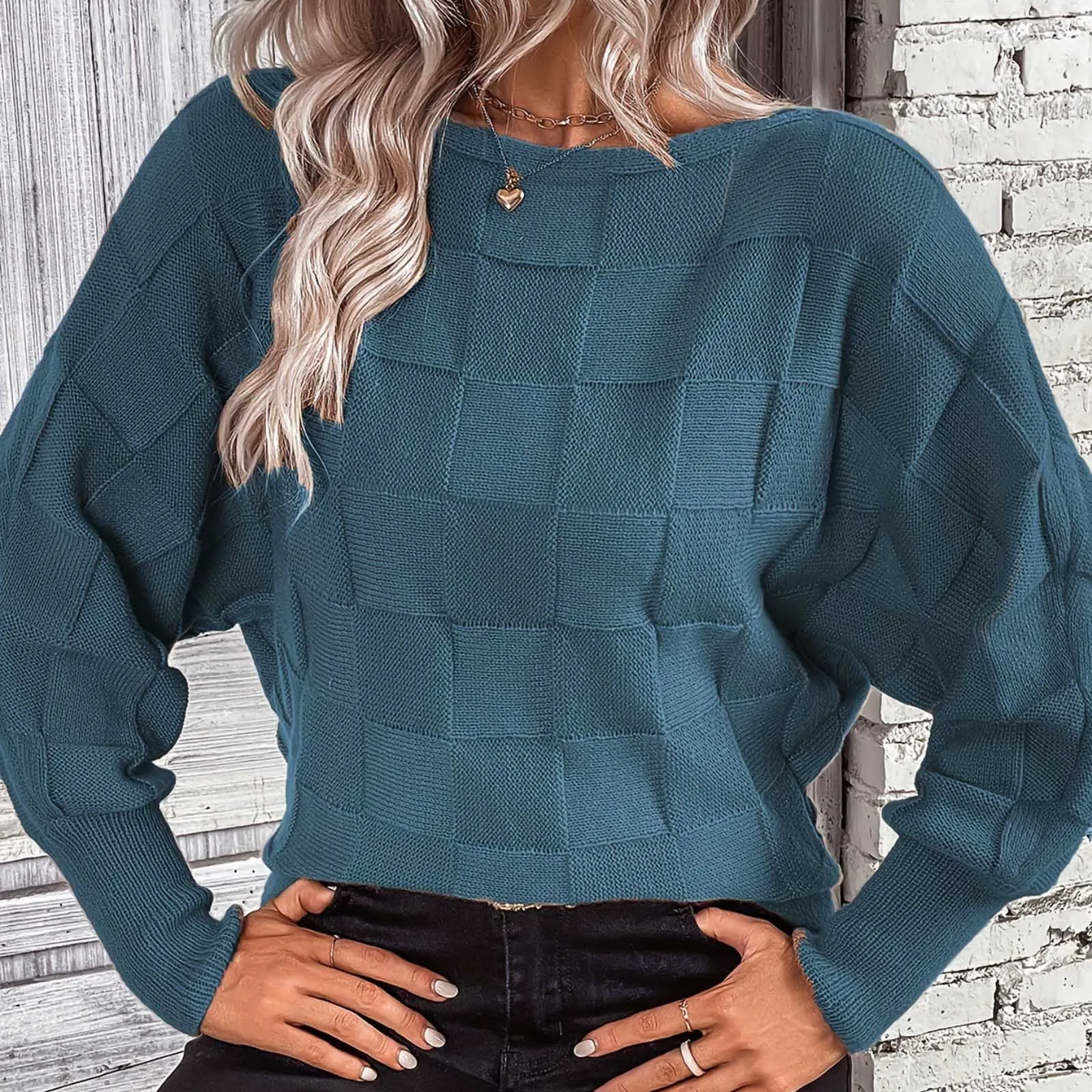 Женские однотонные повседневные элегантные свободные свитера с круглым вырезом