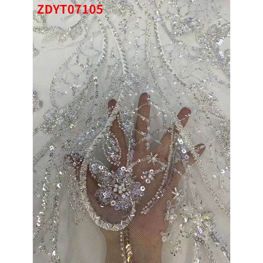 Африканская одежда вышивка бисером блестки кружевная ткань тюль сетка