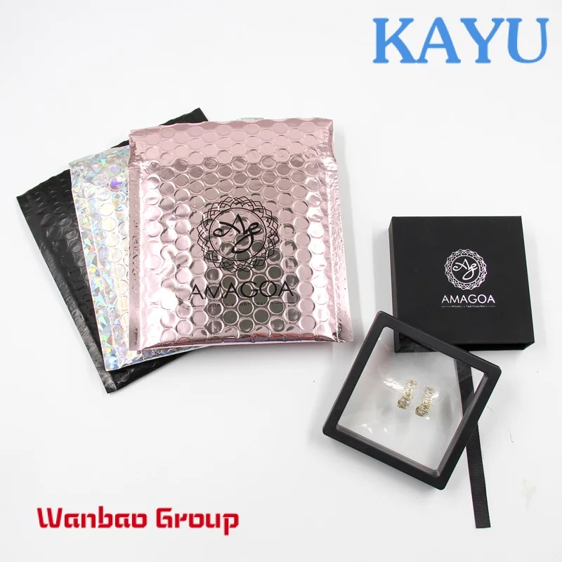 Custom Printed Envelope Air Padded Bubble Mailers Shipping Packaging Mailing Bags Rose Gold Poly Bubble Mailers Courier Delivery