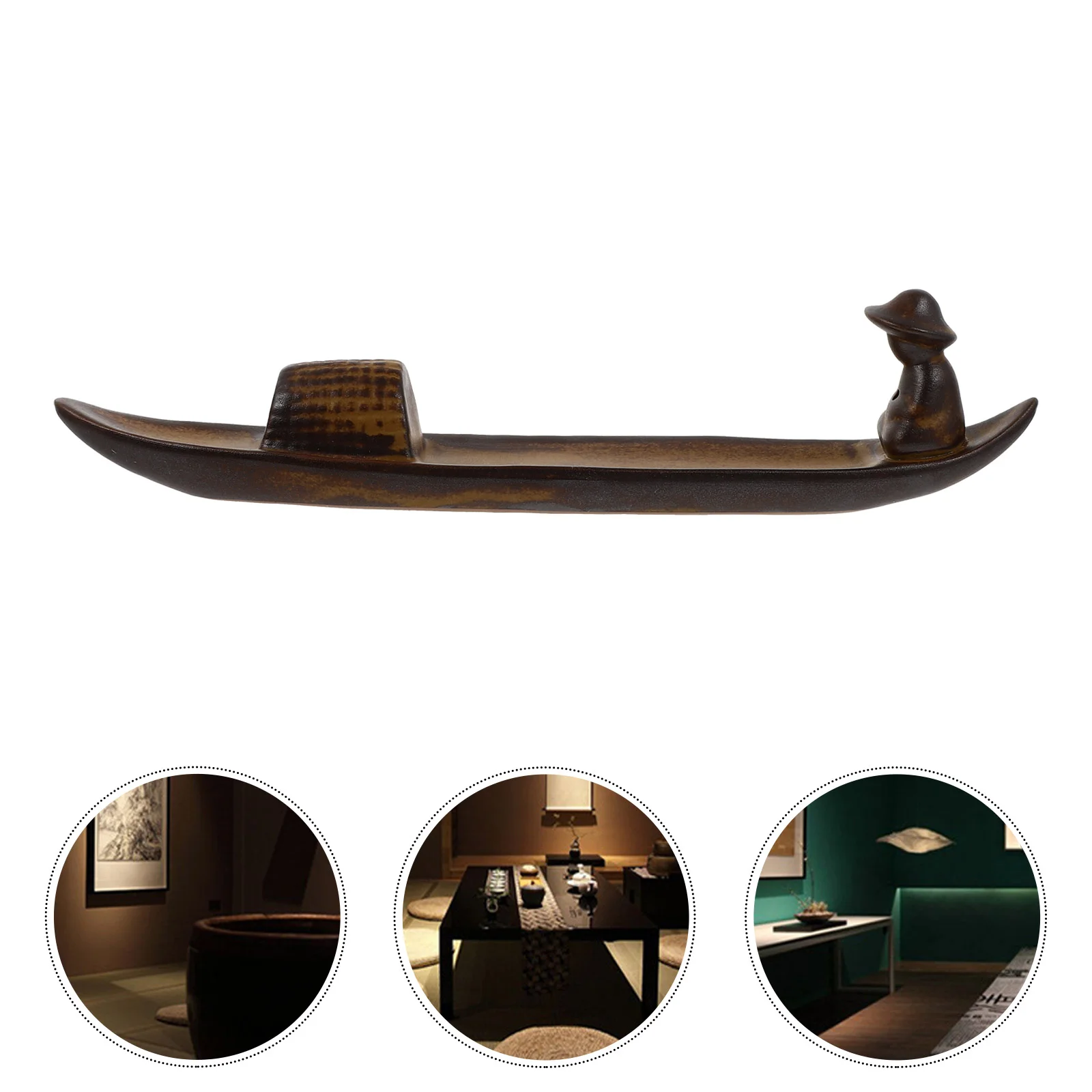 

Holder Stick Burner Ceramic Tray Cone Sticks Boat Chinese Decor Home Aroma Ornament Box Stand Fisherman Cather Vintage Trays