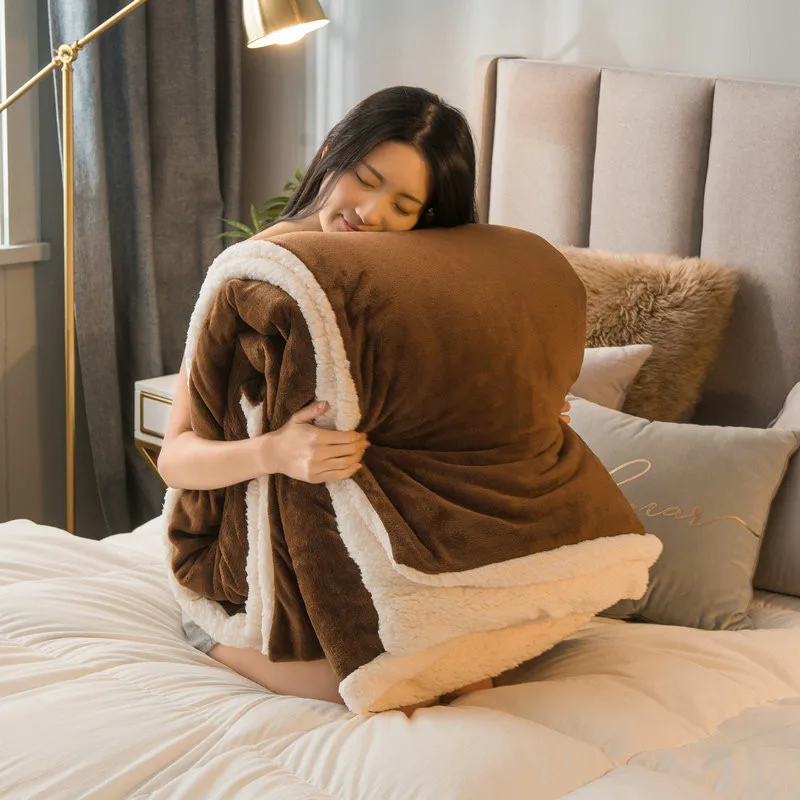 

Шерстяное Одеяло, сохраняющее тепло зимнее одеяло для кровати, двухстороннее двуспальное покрывало, Походное двухместное покрывало для кр...